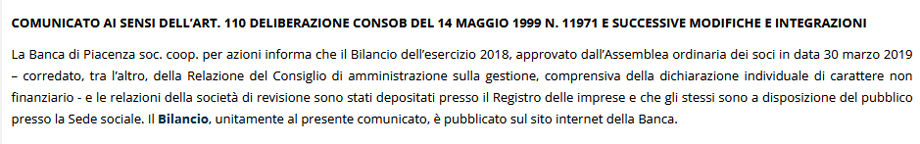 comunicato consob 30 marzo 2019