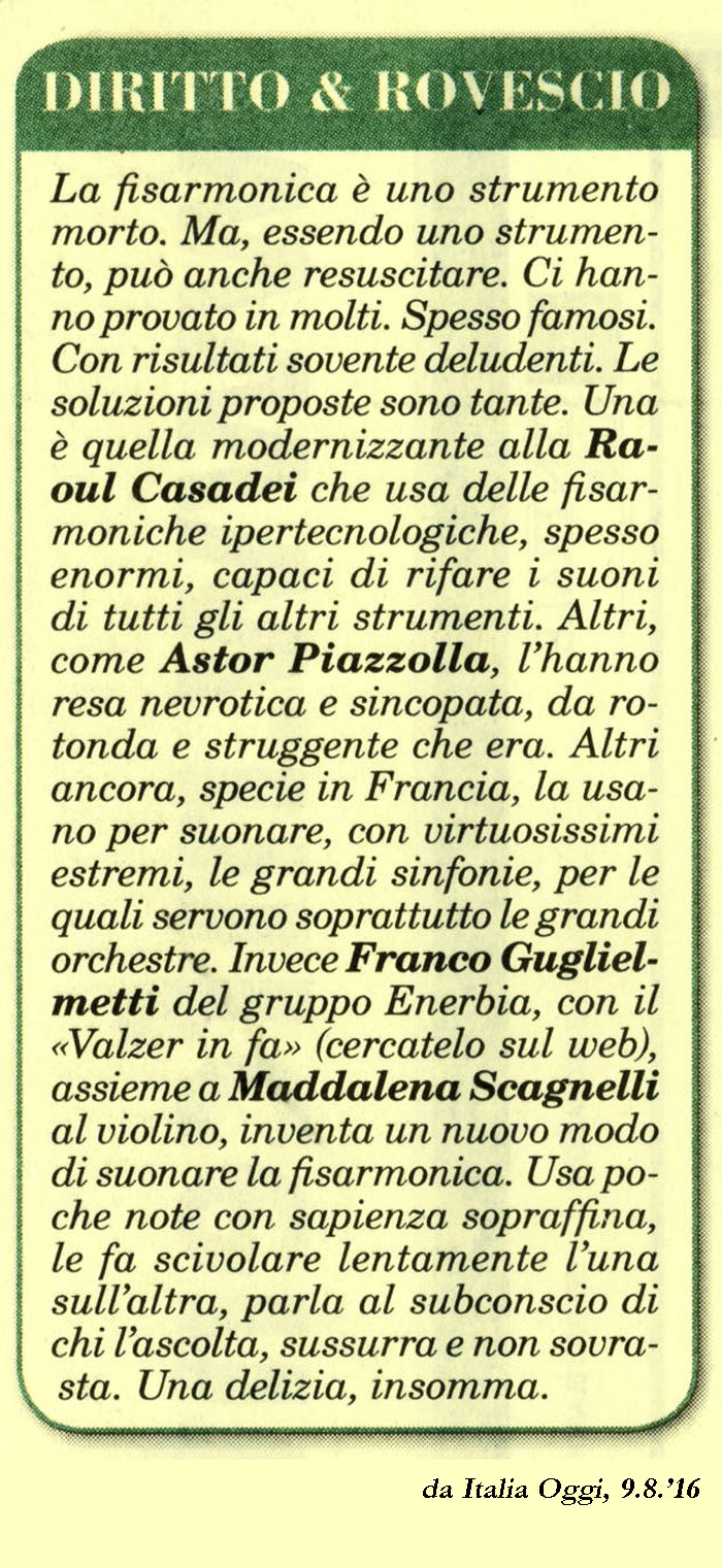 ENERBIA SU ITALIA OGGI