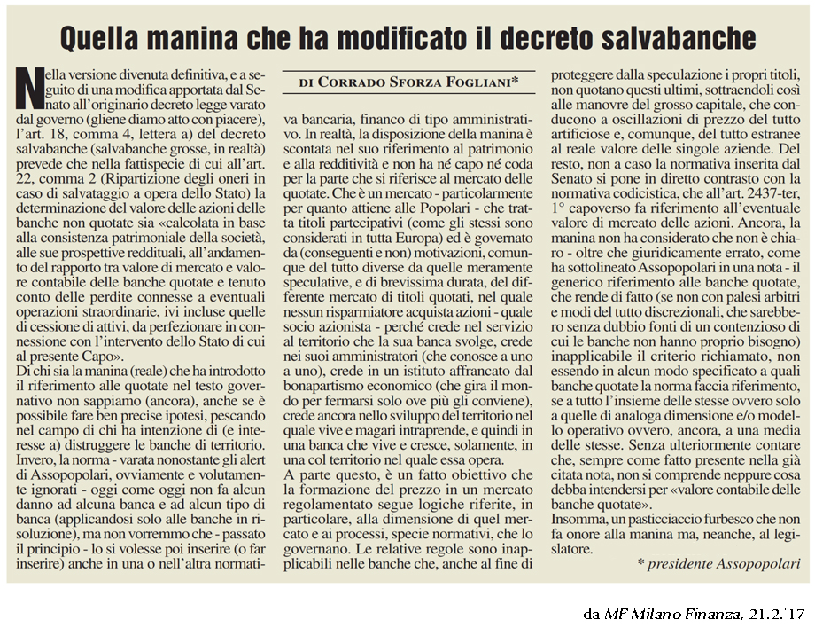 Quella manina che è intervenuta sulla legge