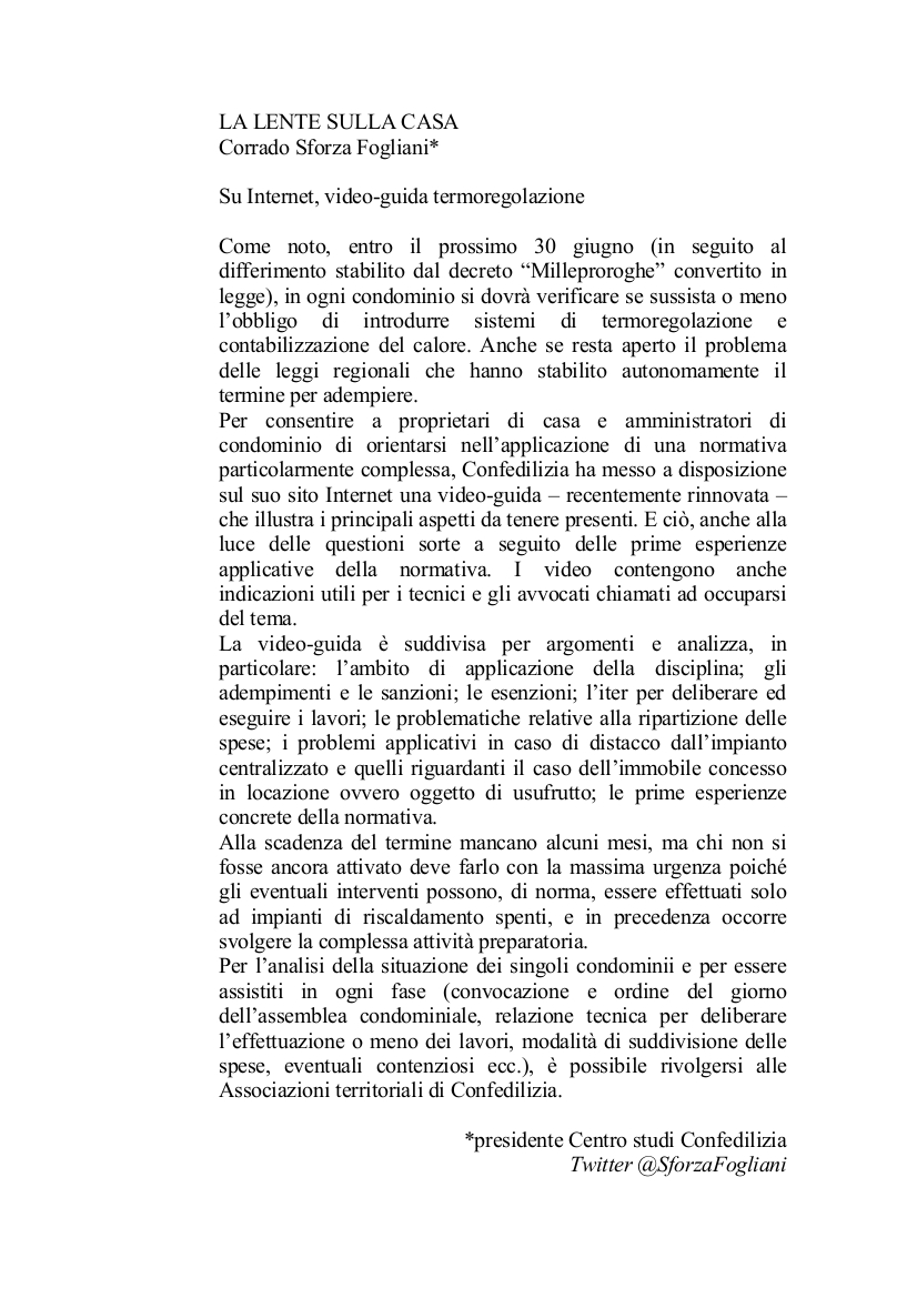 INTERNET VIDEO GUIDA TERMOREGOLAZIONE