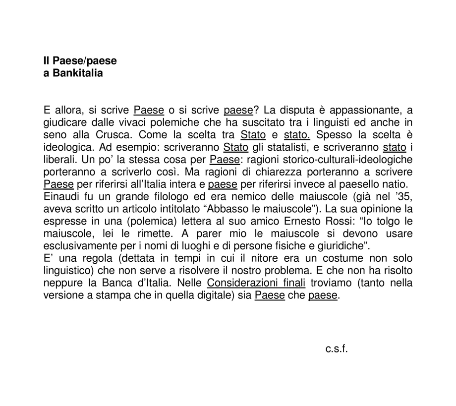 Il Paese/paese a Bankitalia