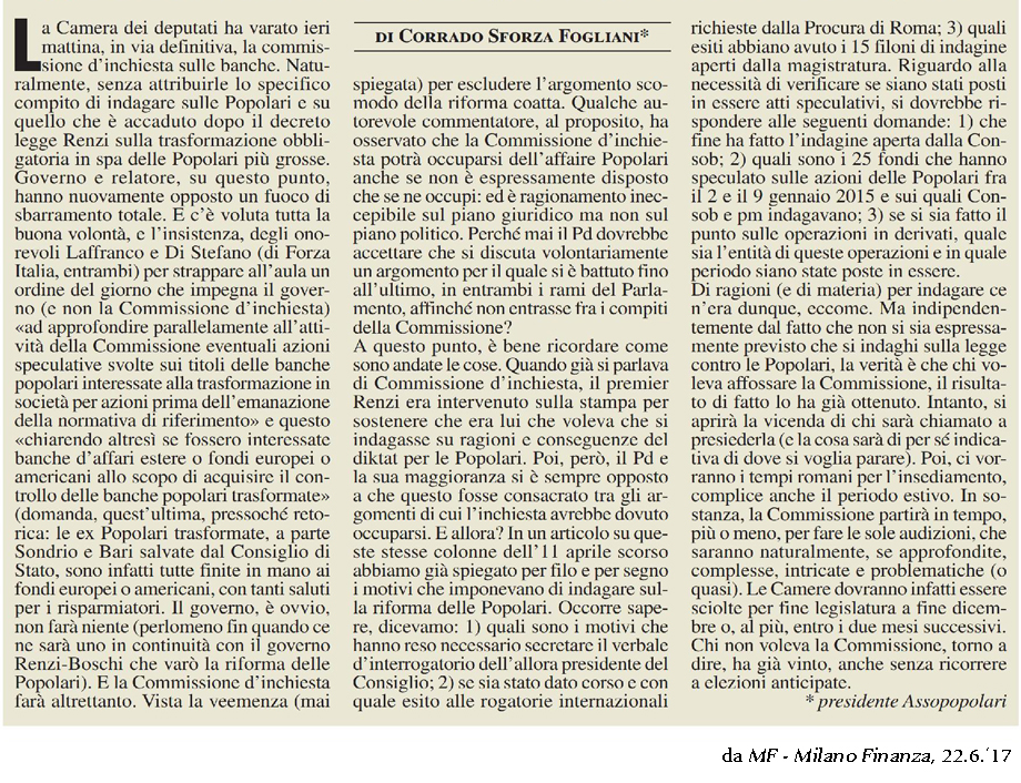 Varata la Commissione d'inchiesta sulle banche ma senza l'argomento più scomodo (Popolari)