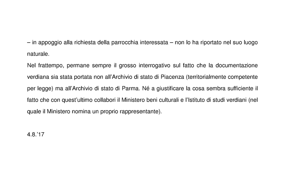 COMUNICATO STAMPA VERDI