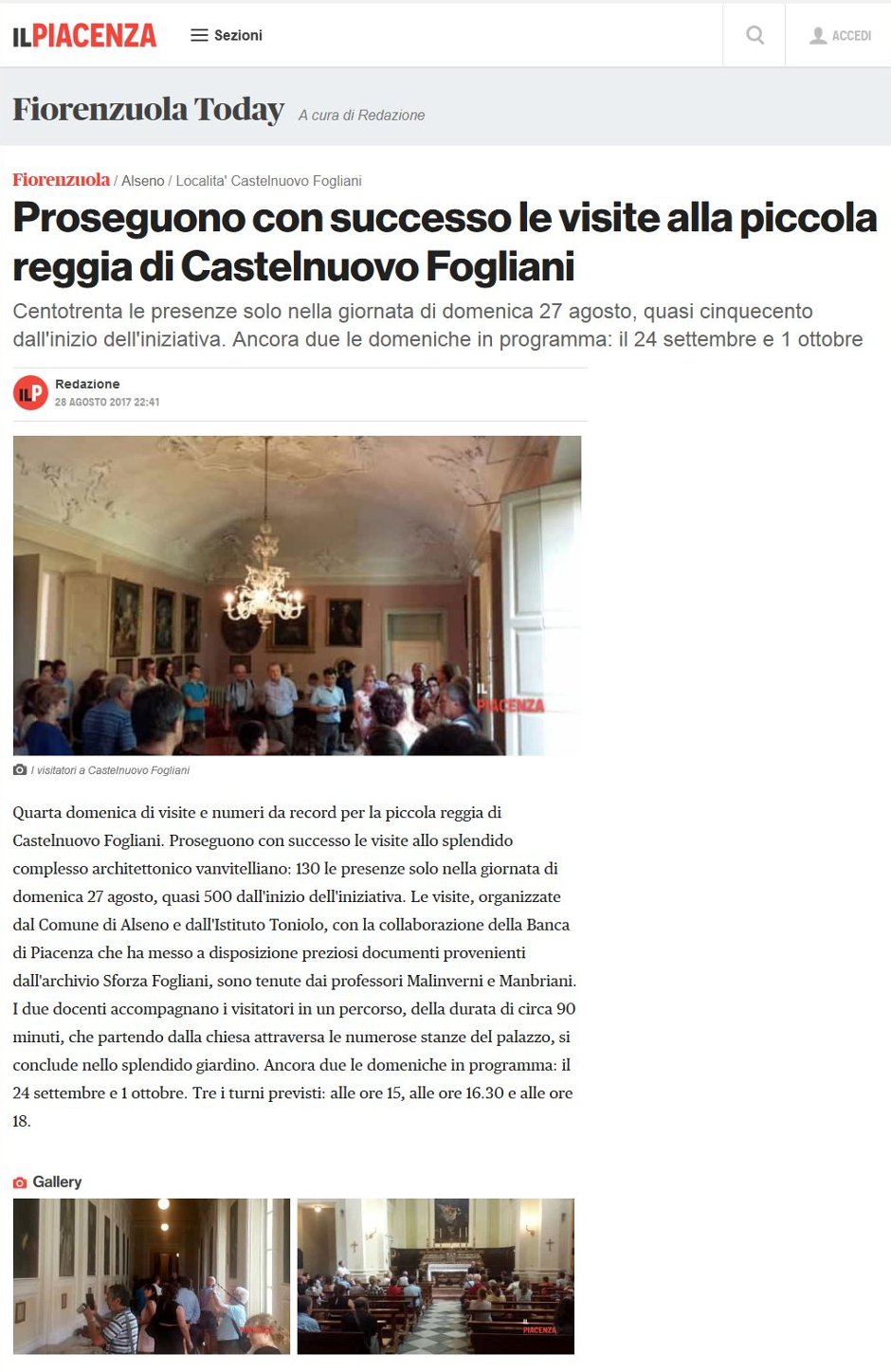 Il piacenza visire reggia castelnuovo fogliani