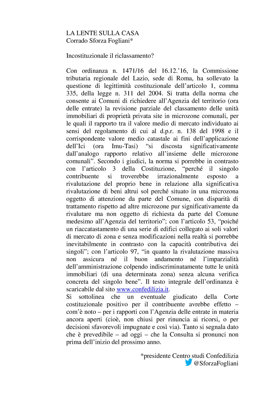 Incostituzionale il riclassamento?