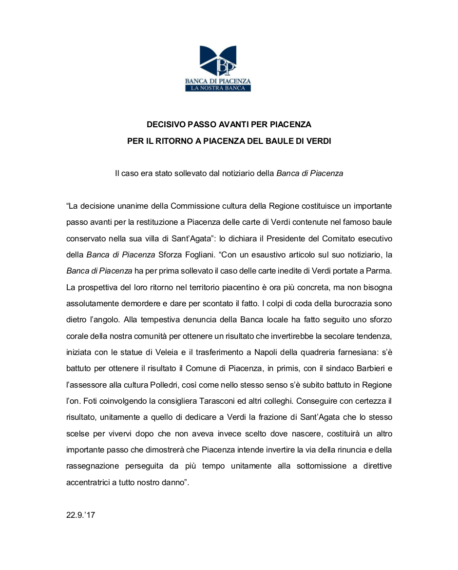 Decisivo passo avanti per Piacenza 940