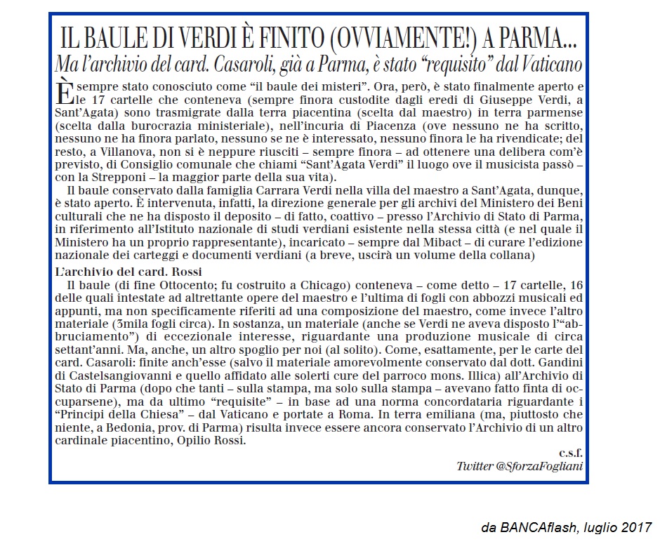 Le carte di verdi devono tornare a Sant'Agata BANCAflash 940