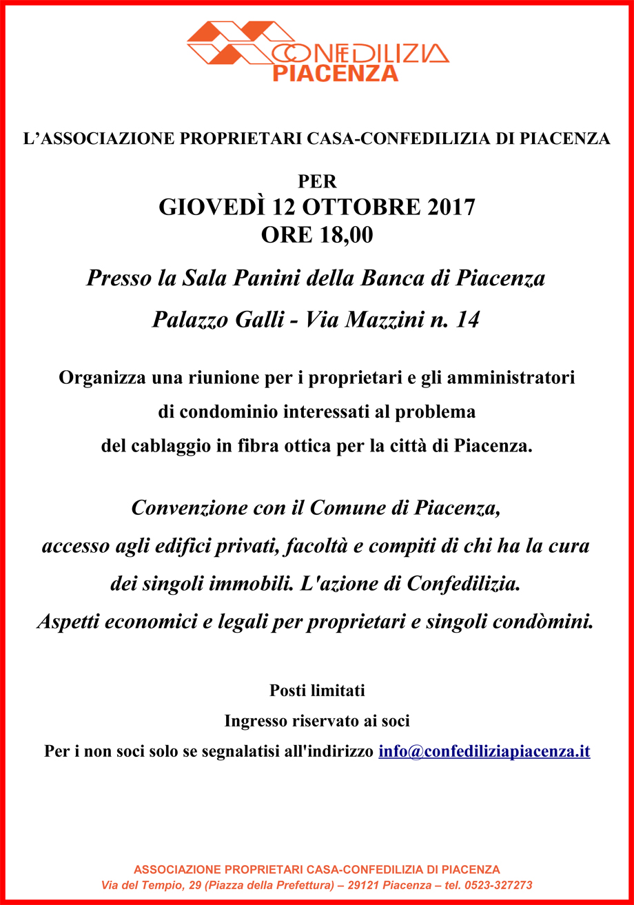 Cablaggio in fibra ottica per la città di Piacenza