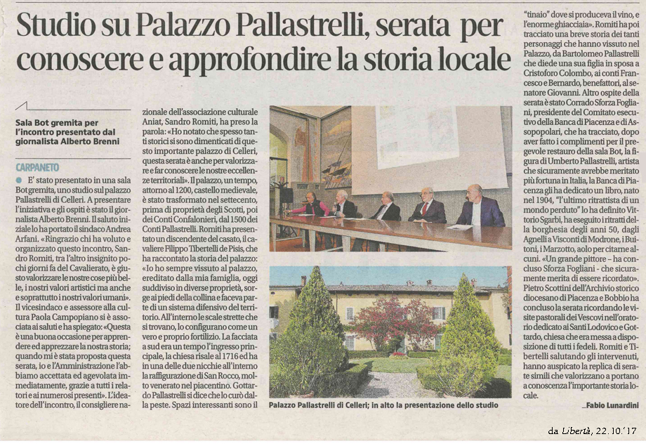 Studio su Palazzo Pallastrelli, serata per conoscere e approfondire la storia locale