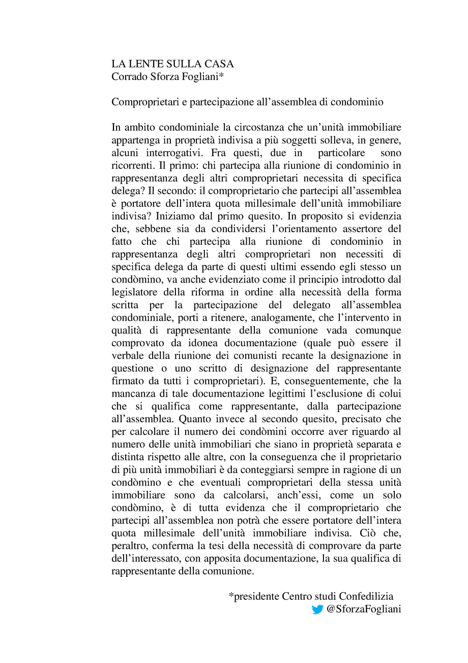 Comproprietari e partecipazione all'assemblea di condominio