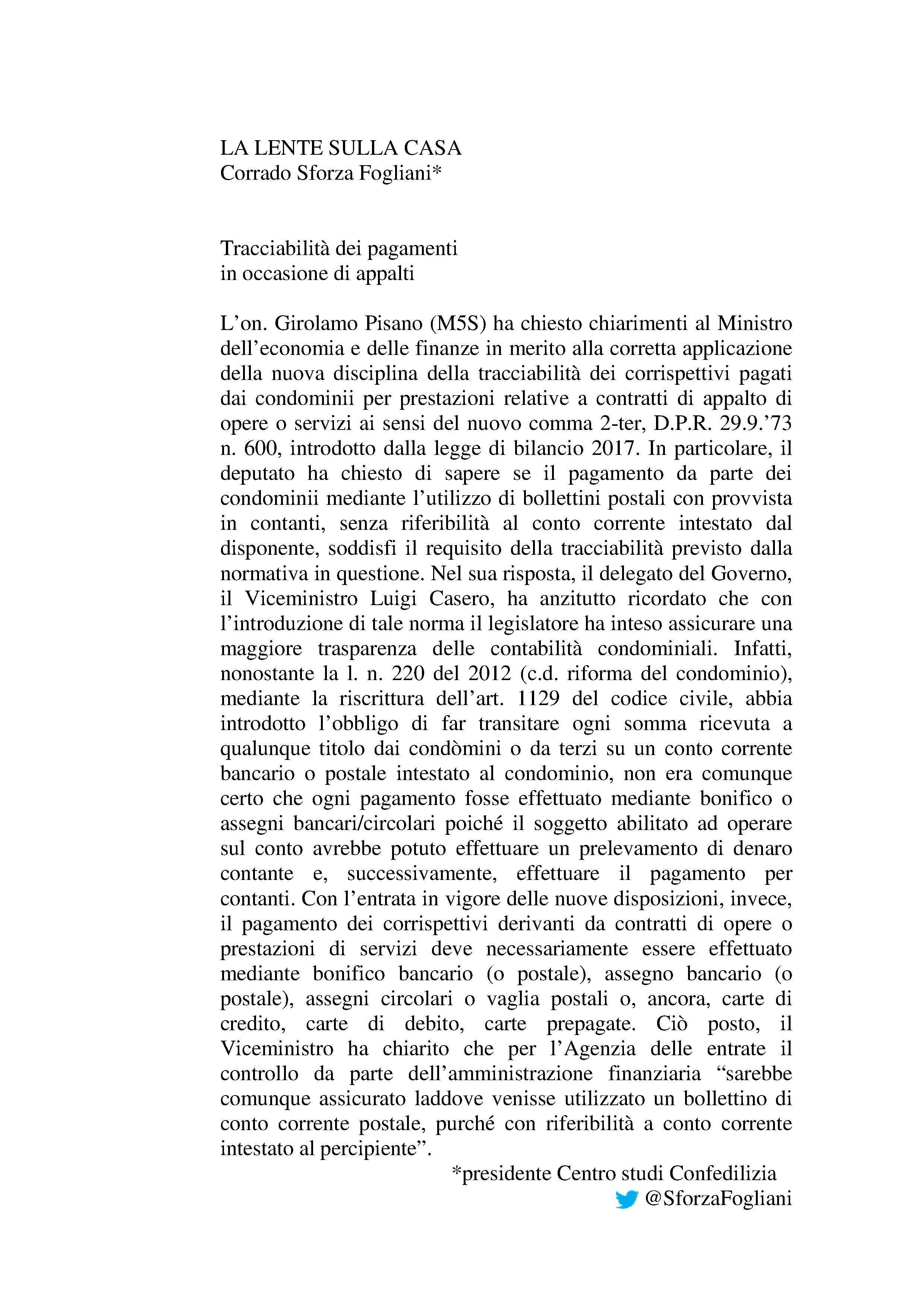 Tracciabilità dei pagamenti  in occasione di appalti