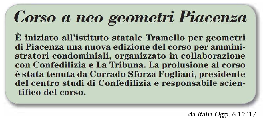 CORSO PER GEOMETRI AL TRAMELLO SULLA STAMPA NAZIONALE
