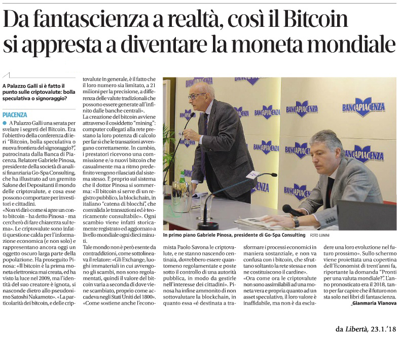 ALLA BANCA DI PIACENZA SI è PARLATO DI BITCOIN