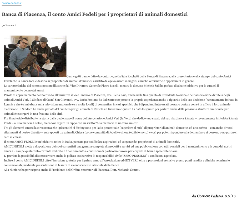 CORRIERE PADANO, 8.2.'18