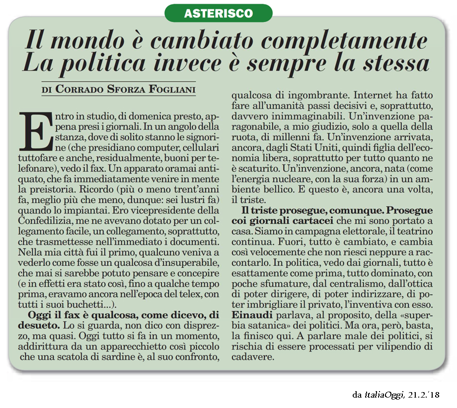 Il mondo è cambiato completamente La politica invece è sempre la stessa