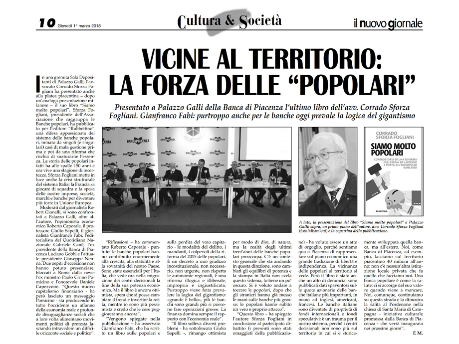VICINE AL TERRITORIO: LA FORZA DELLE POPOLARI