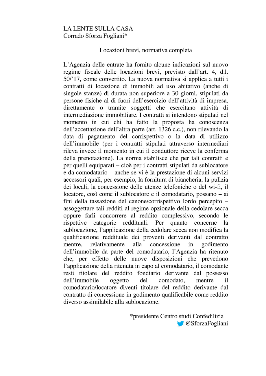 Locazioni brevi, normativa completa