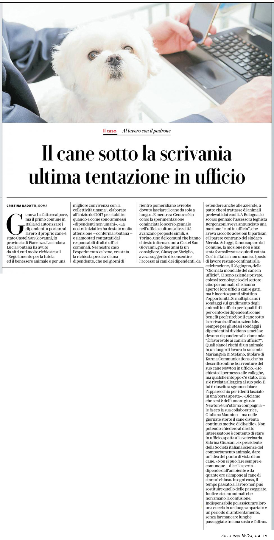 Repubblica, 4.4.'18