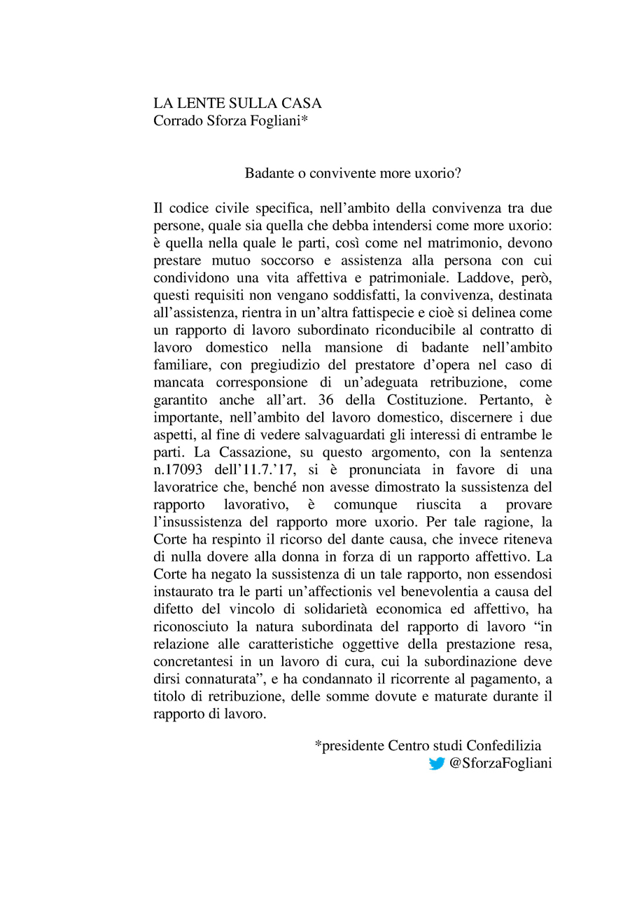 Badante o convivente more uxorio?