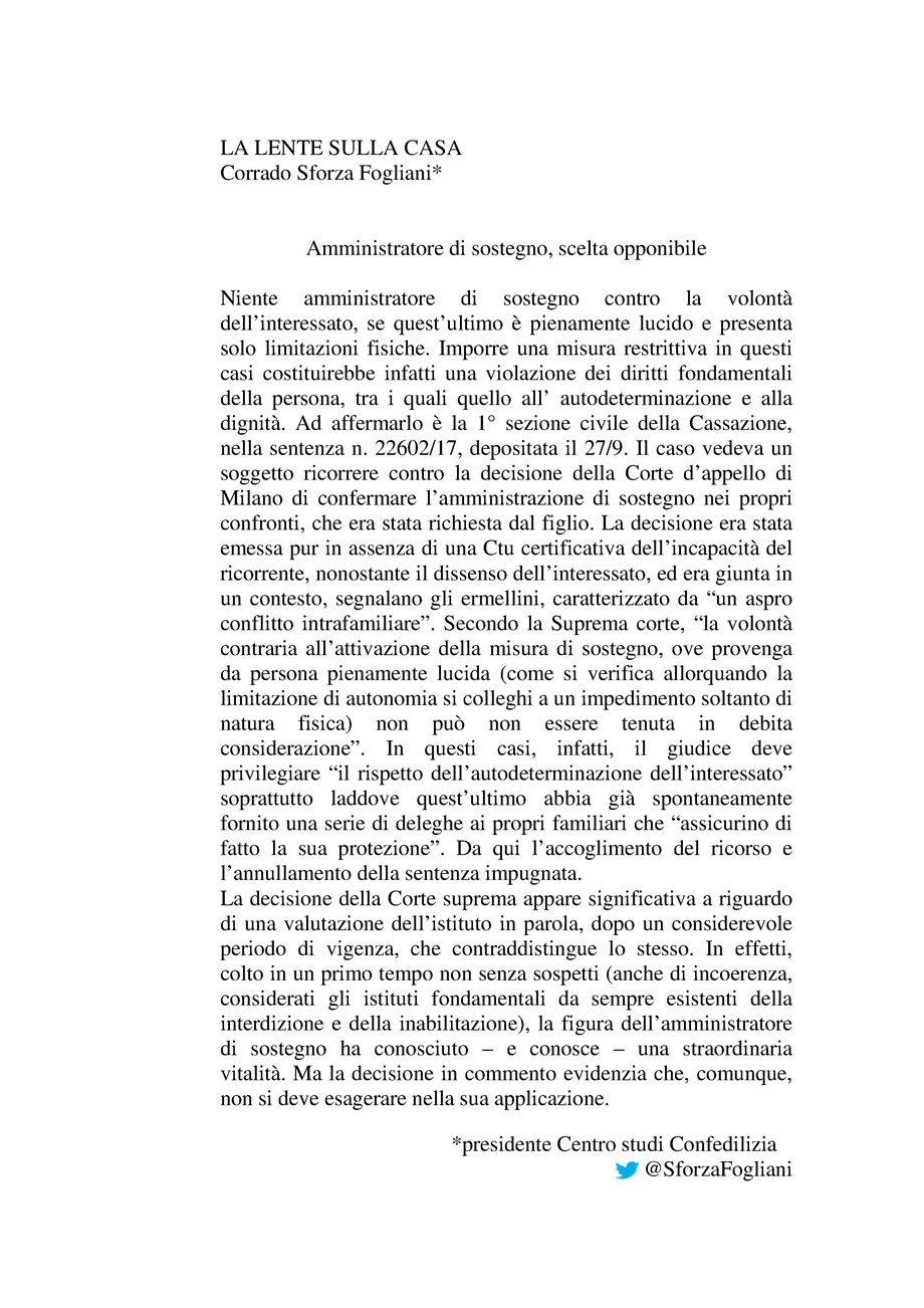 Amministratore di sostegno, scelta opponibile