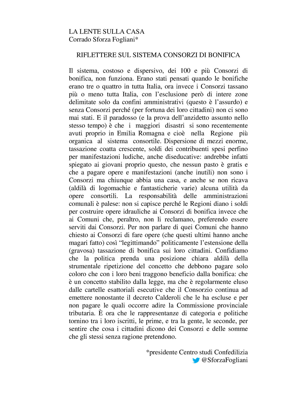 RIFLETTERE SUL SISTEMA CONSORZI DI BONIFICA