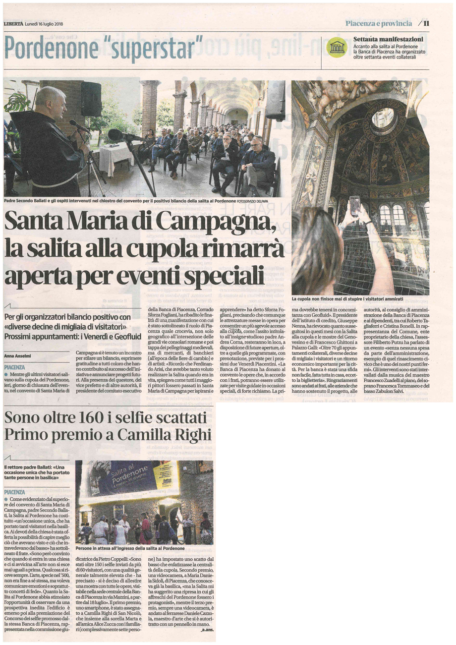 Santa Maria di Campagna, la salita alla cupola rimarrà aperta per eventi speciali