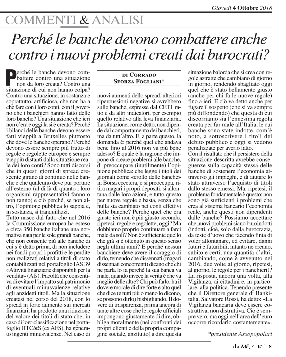 Perché le banche devono combattere anche contro i nuovi problemi creati dai burocrati?