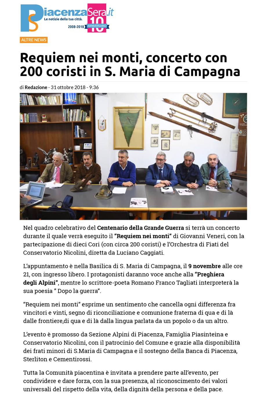 Requiem nei monti, concerto con 200 coristi in S. Maria di Campagna