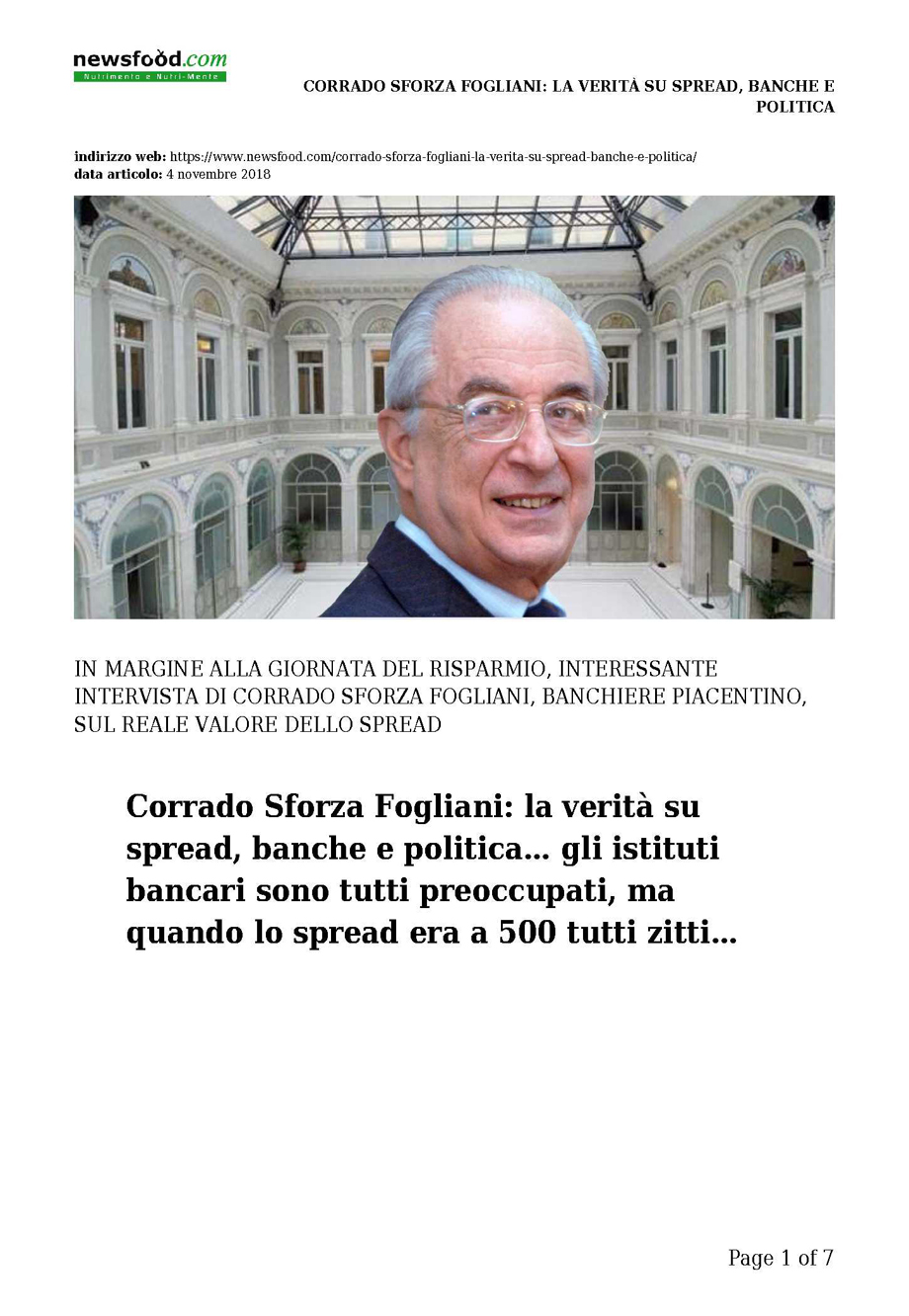 Sforza Fogliani: la verità su spread, banche e politica
