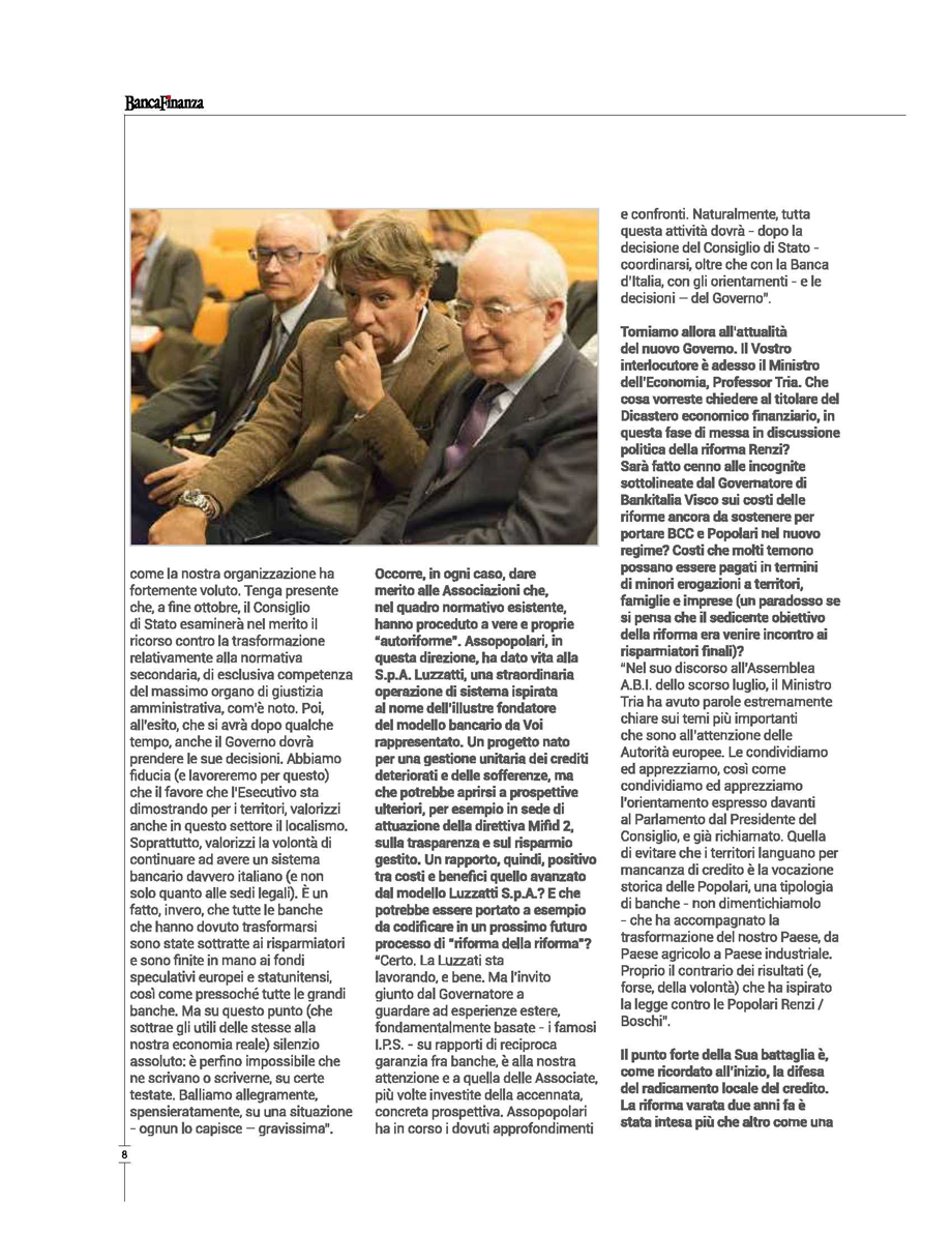 INTERVISTA AL PRESIDENTE SFORZA FOGLIANI SU BANCAFINANZA