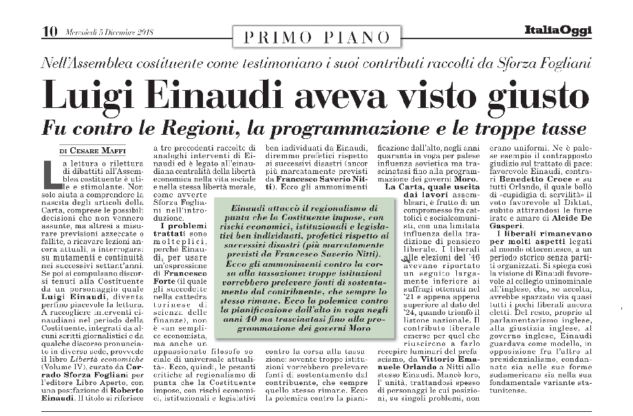 Luigi Einaudi aveva visto giusto