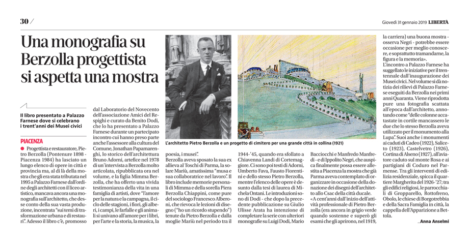 Una monografia su Berzolla progettista si aspetta una mostra