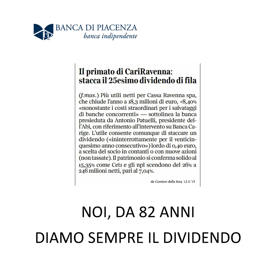 CariRavenna, Corriere della Sera e Banca di Piacenza