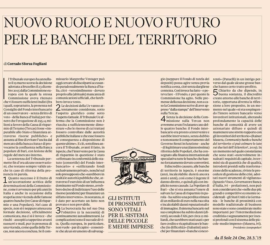 Nuovo ruolo e nuovo futuro per le banche del territorio
