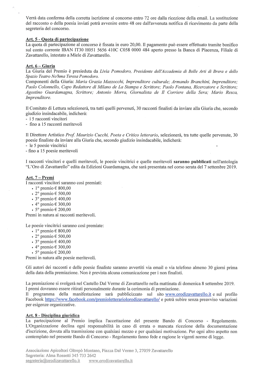 Premio Letterario Nazionale L'ORO DI ZAVATTARELLO