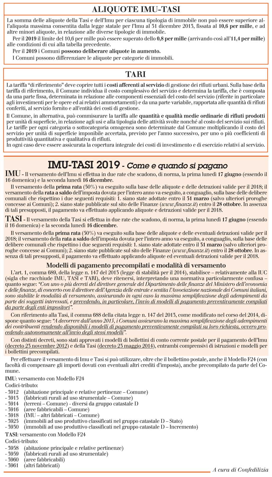 IUC 2019 (IMU-TASI-TARI), QUANTO SI PAGA