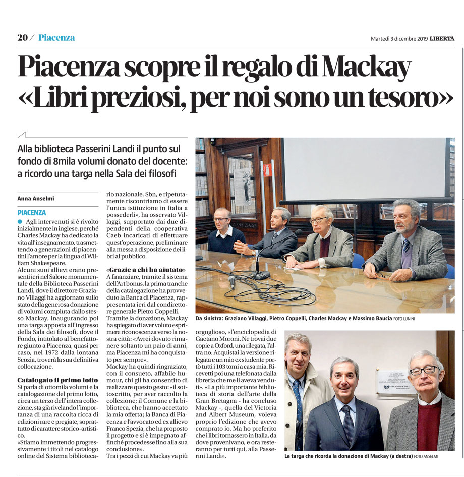 Piacenza scopre il regalo di Mackay