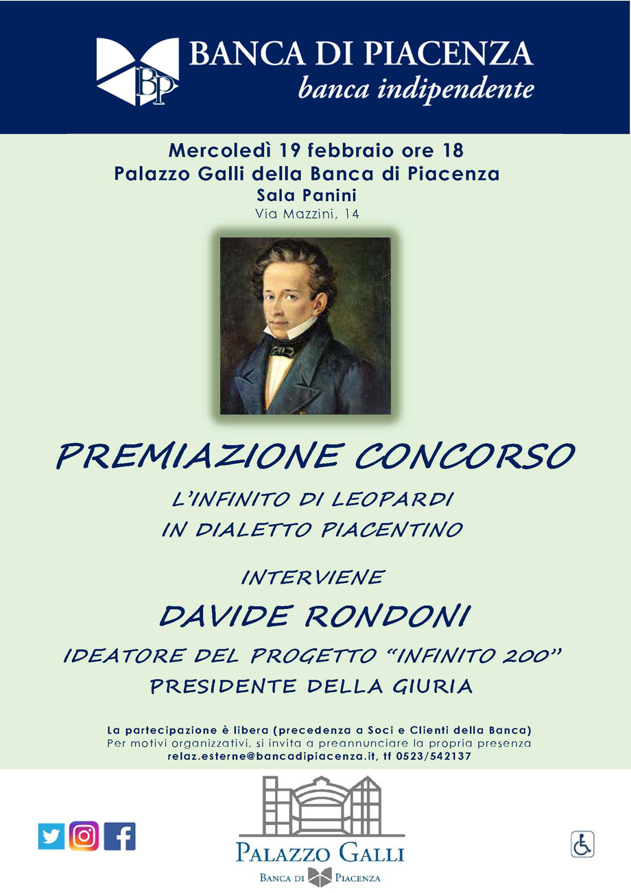 PREMIAZIONE CONCORSO L'INFINITO DI LEOPARDI IN DIALETTO PIACENTINO