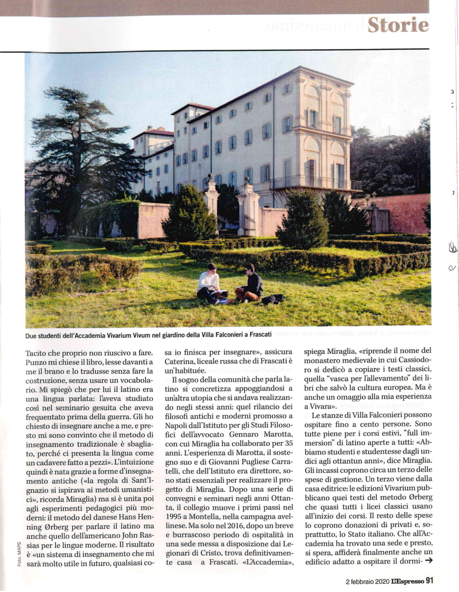 Accademia Vivarium Novum dove ragazzi di tutto il mondo parlano in latino da mattina a sera