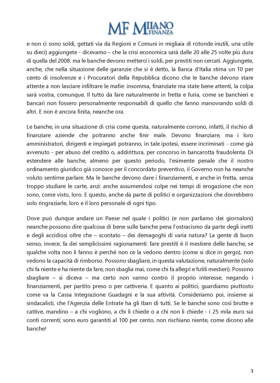 Finiamola di dare colpe senza senso alle banche