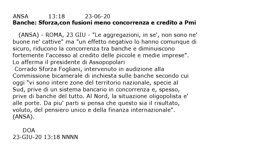 IL PRESIDENTE SFORZA FOGLIANI ALLA COMMISSIONE BANCHE