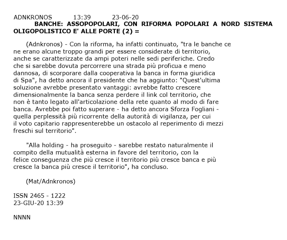 IL PRESIDENTE SFORZA FOGLIANI ALLA COMMISSIONE BANCHE