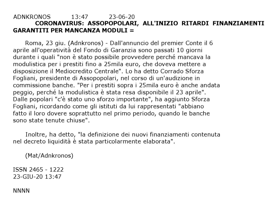 IL PRESIDENTE SFORZA FOGLIANI ALLA COMMISSIONE BANCHE