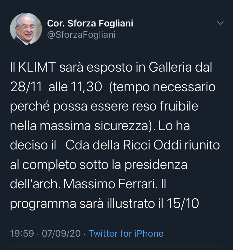 IL KLIMT SARA' ESPOSTO DAL 28 NOVEMBRE