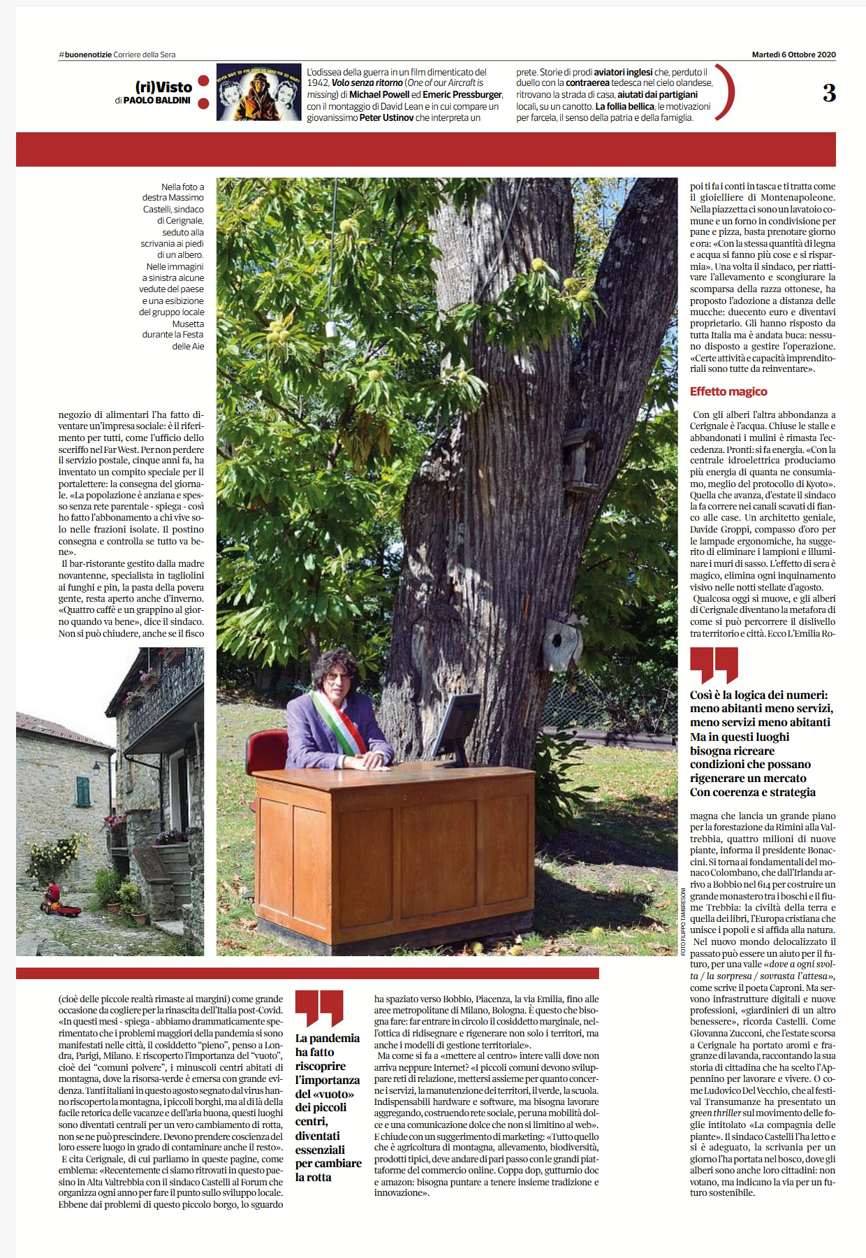 IL SINDACO DI CERIGNALE SU CORSERA