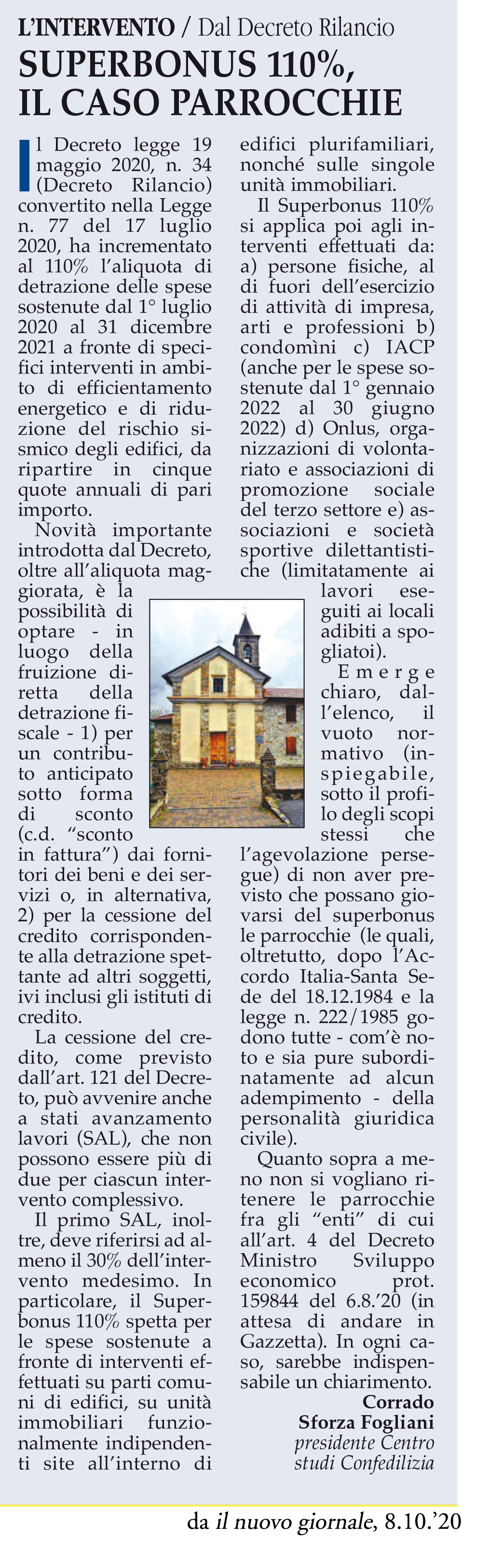 SUPERBONUS 110%, IL CASO PARROCCHIE