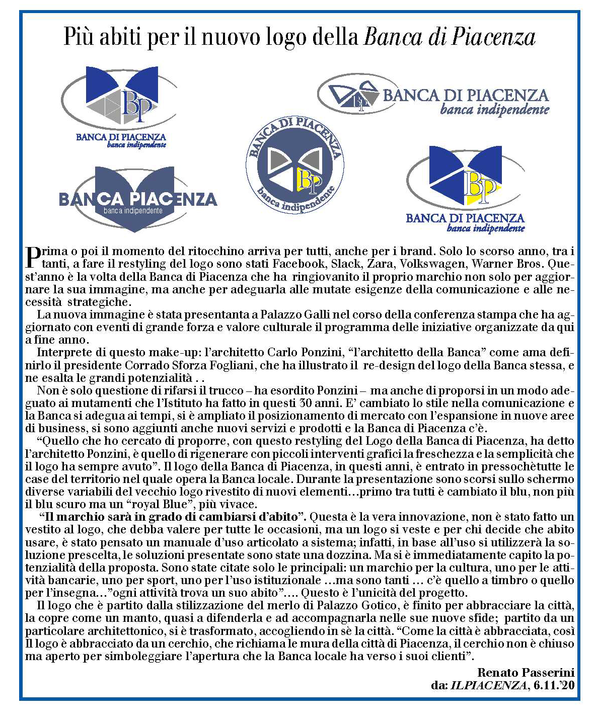 IL NUOVO LOGO DELLA BANCA