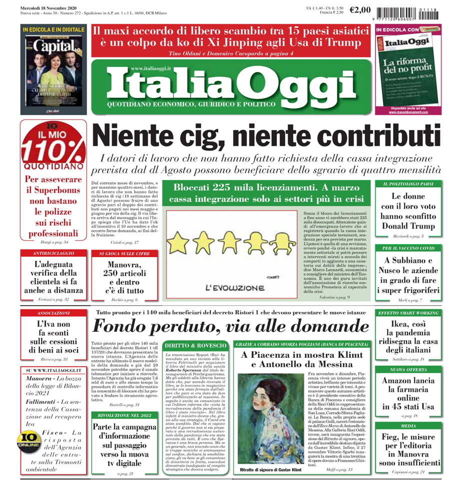 ANTONELLO DA MESSINA E KLIMT IN PRIMA PAGINA SU ITALIAOGGI