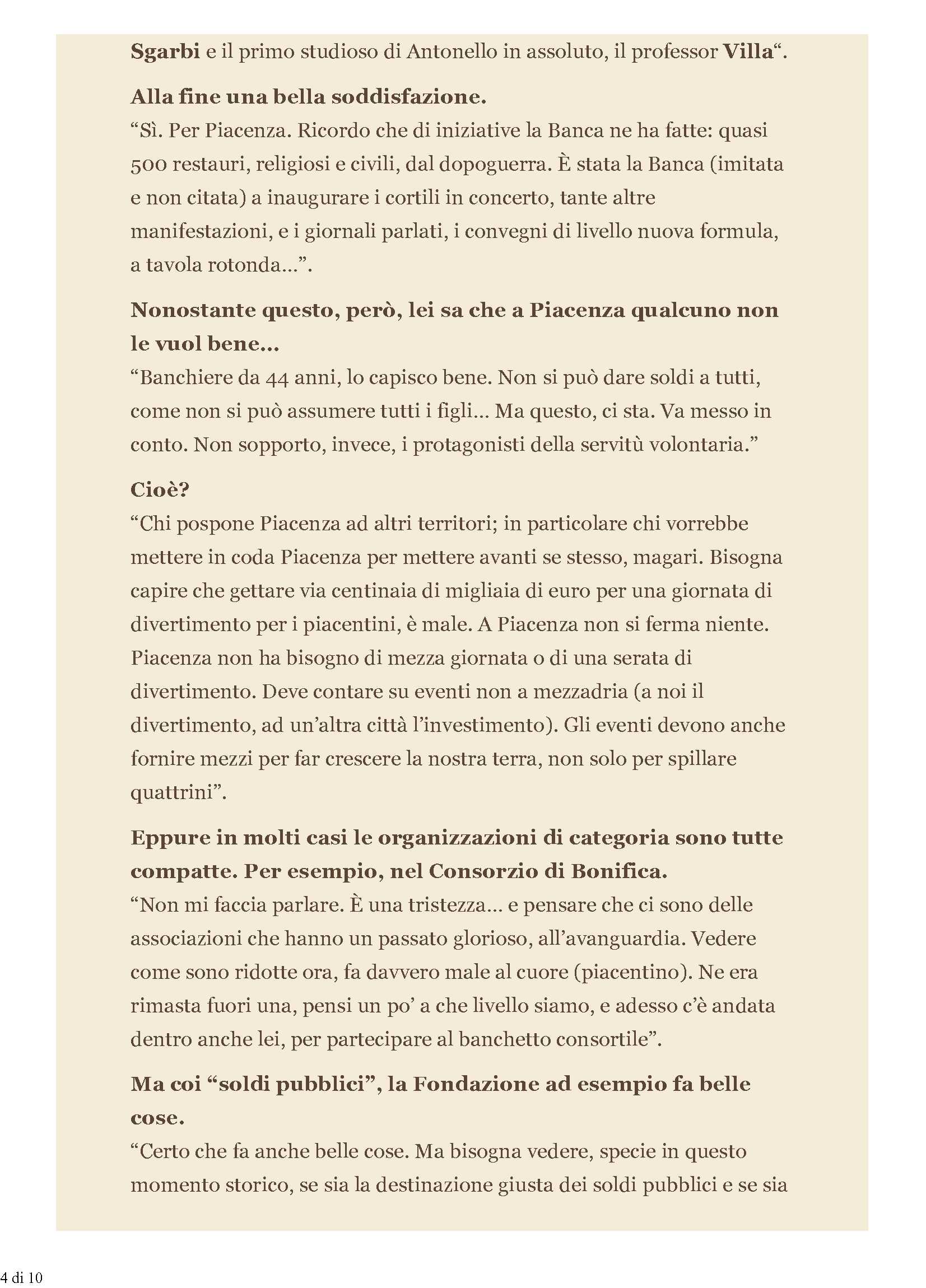 Sforza Fogliani, il presidente senza censure: ecco quello che non ho mai detto