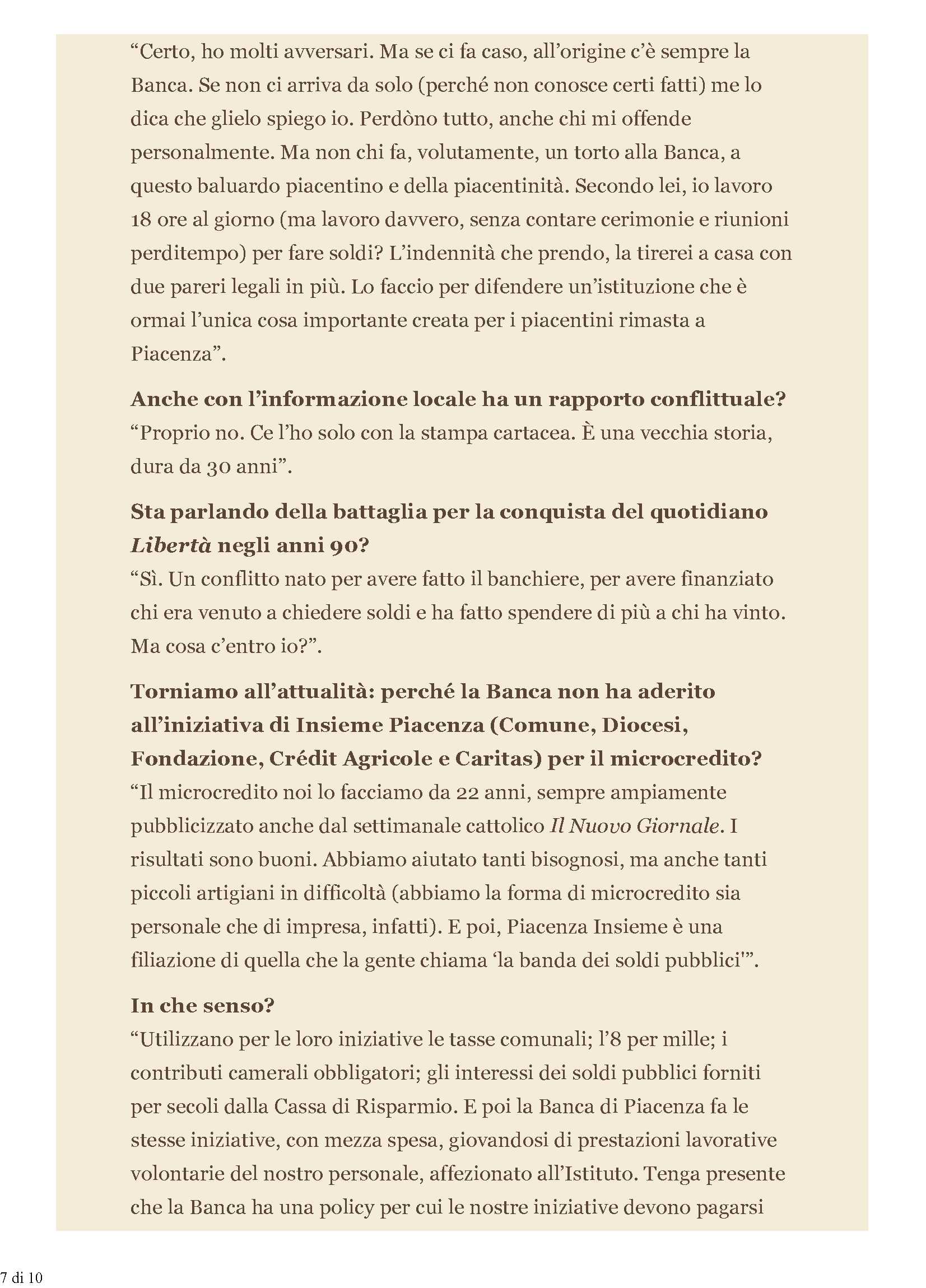 Sforza Fogliani, il presidente senza censure: ecco quello che non ho mai detto